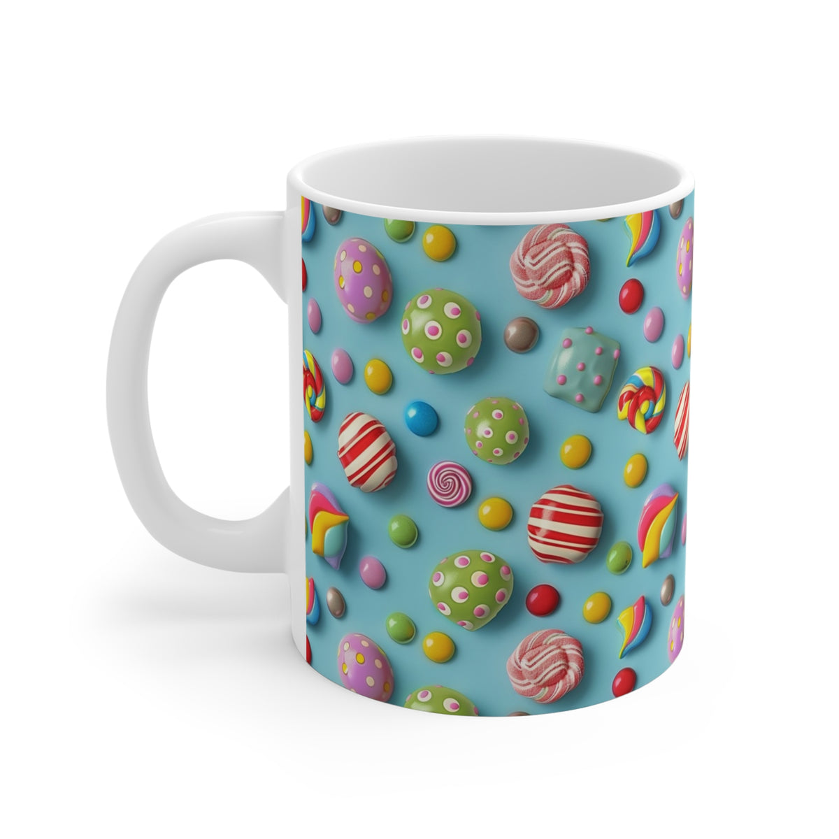 Colorful All-Over Candy Theme Coffee Mug Fun Ceramic Drinkware 367