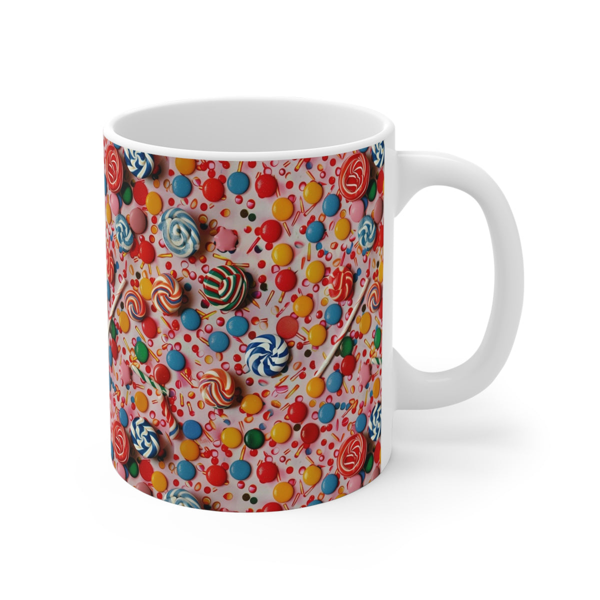 Colorful All-Over Candy Theme Coffee Mug Fun Ceramic Drinkware 327