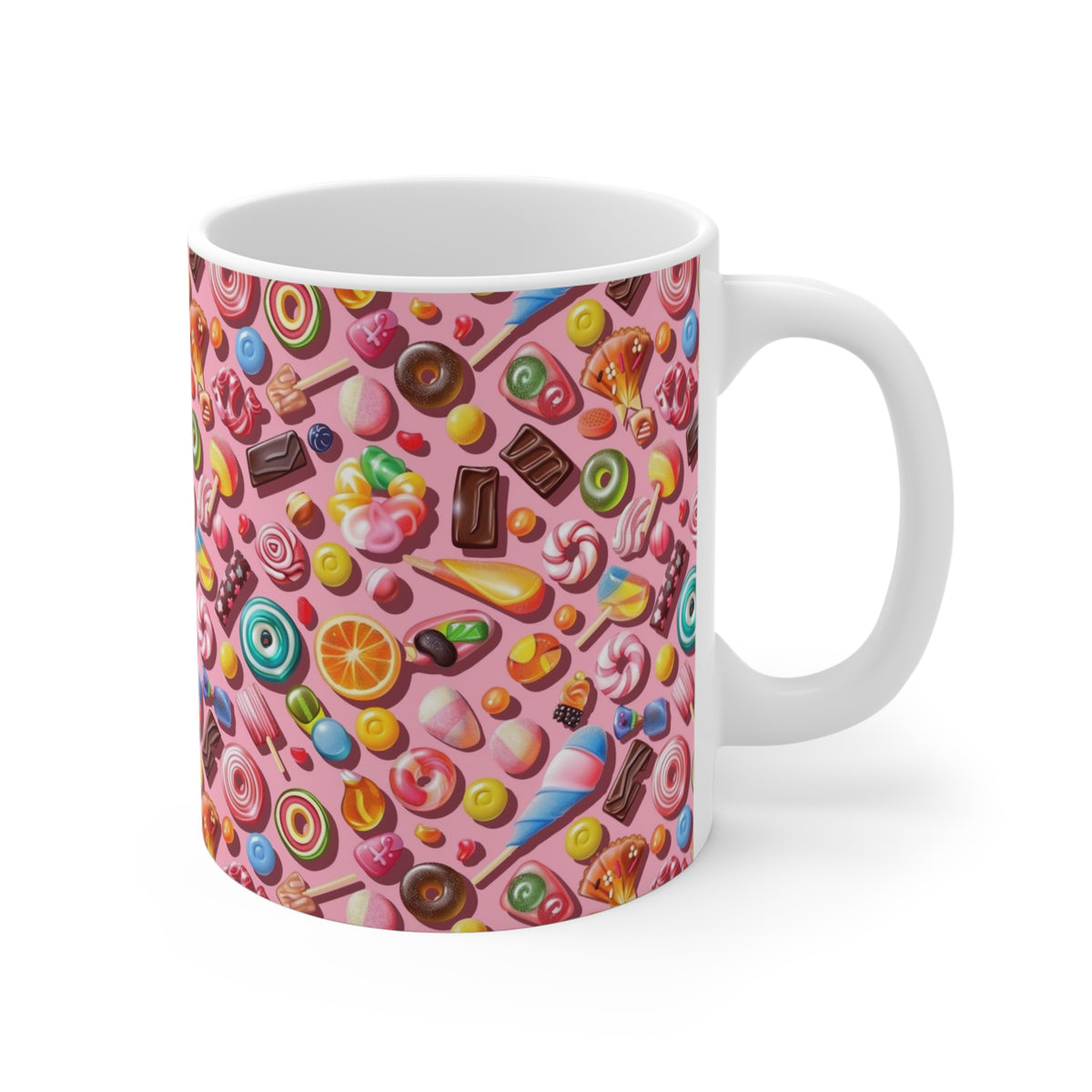 Colorful All-Over Candy Theme Coffee Mug Fun Ceramic Drinkware 459