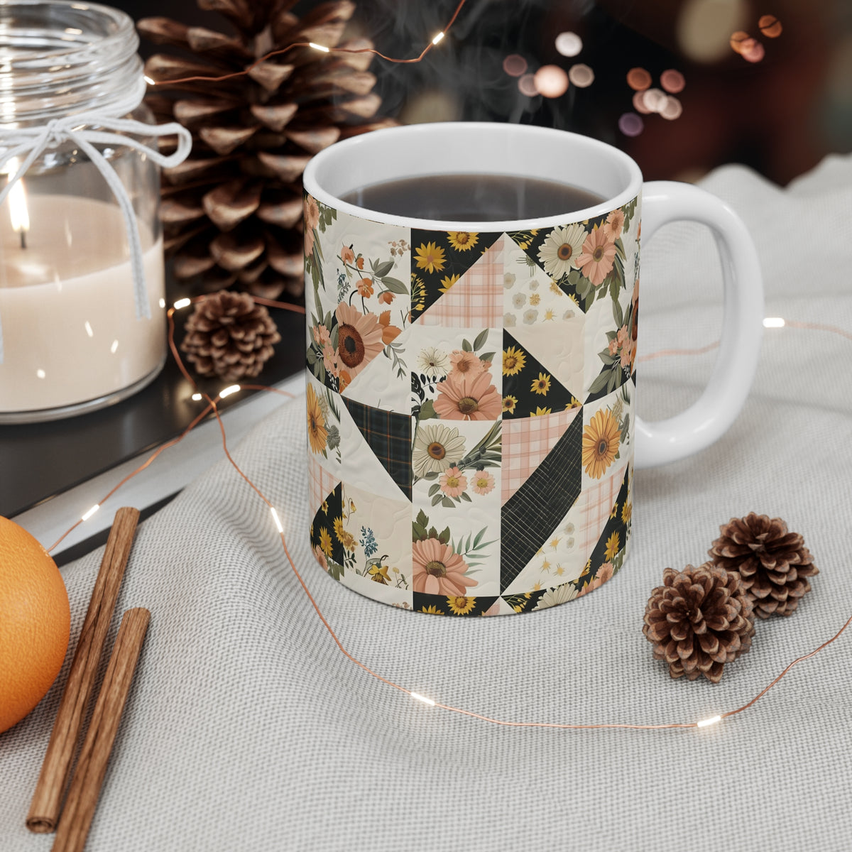 Farmhouse Patchwork Pastel Quilt Pattern Coffee Cup  (20)