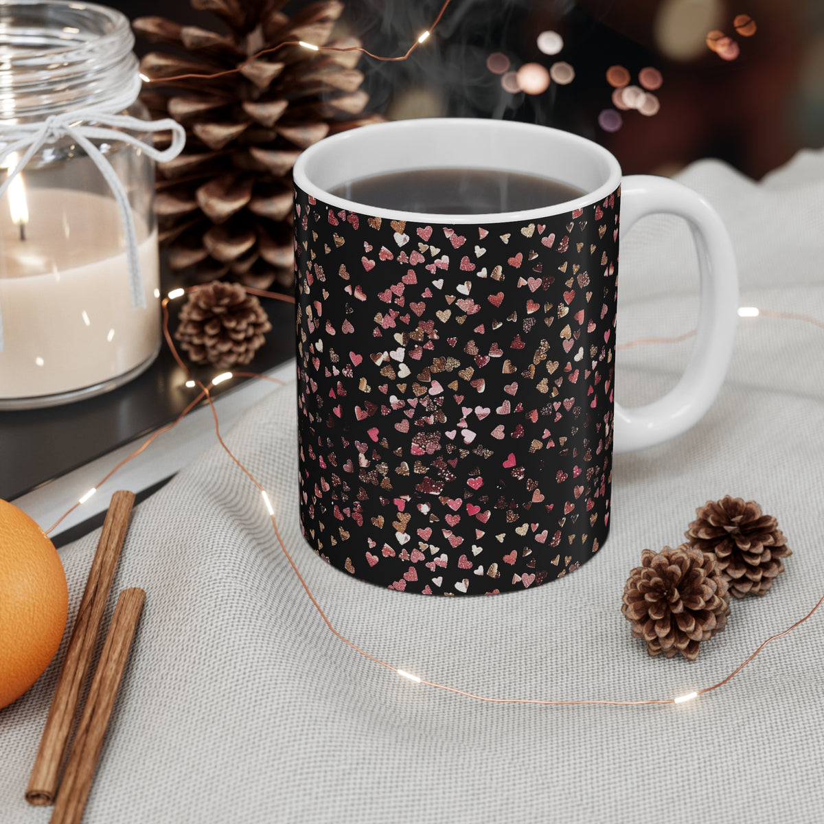 Colorful Heart Design Coffee Mug - Endless Love Pattern Ceramic Cup 774