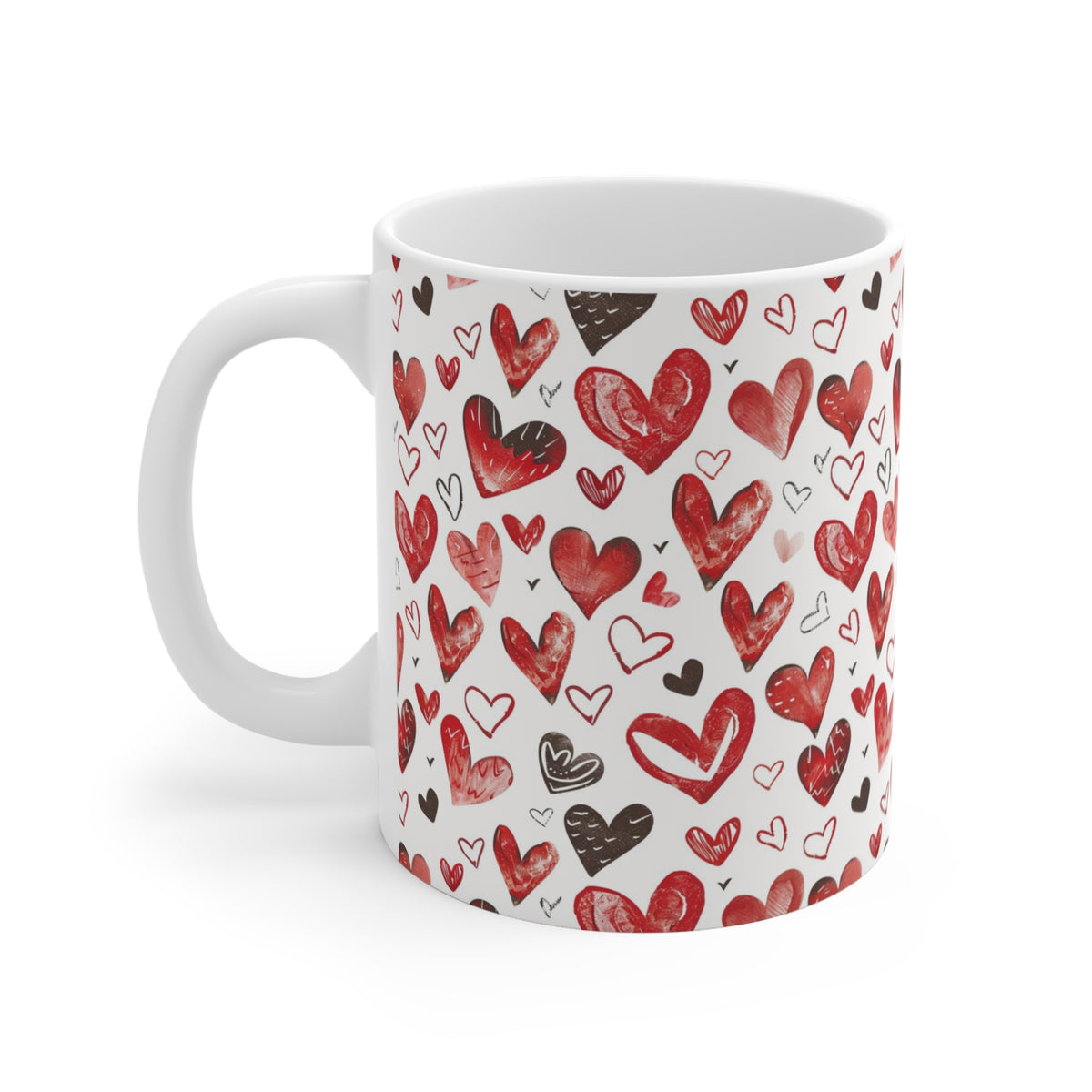 Colorful Heart Design Coffee Mug - Endless Love Pattern Ceramic Cup 145