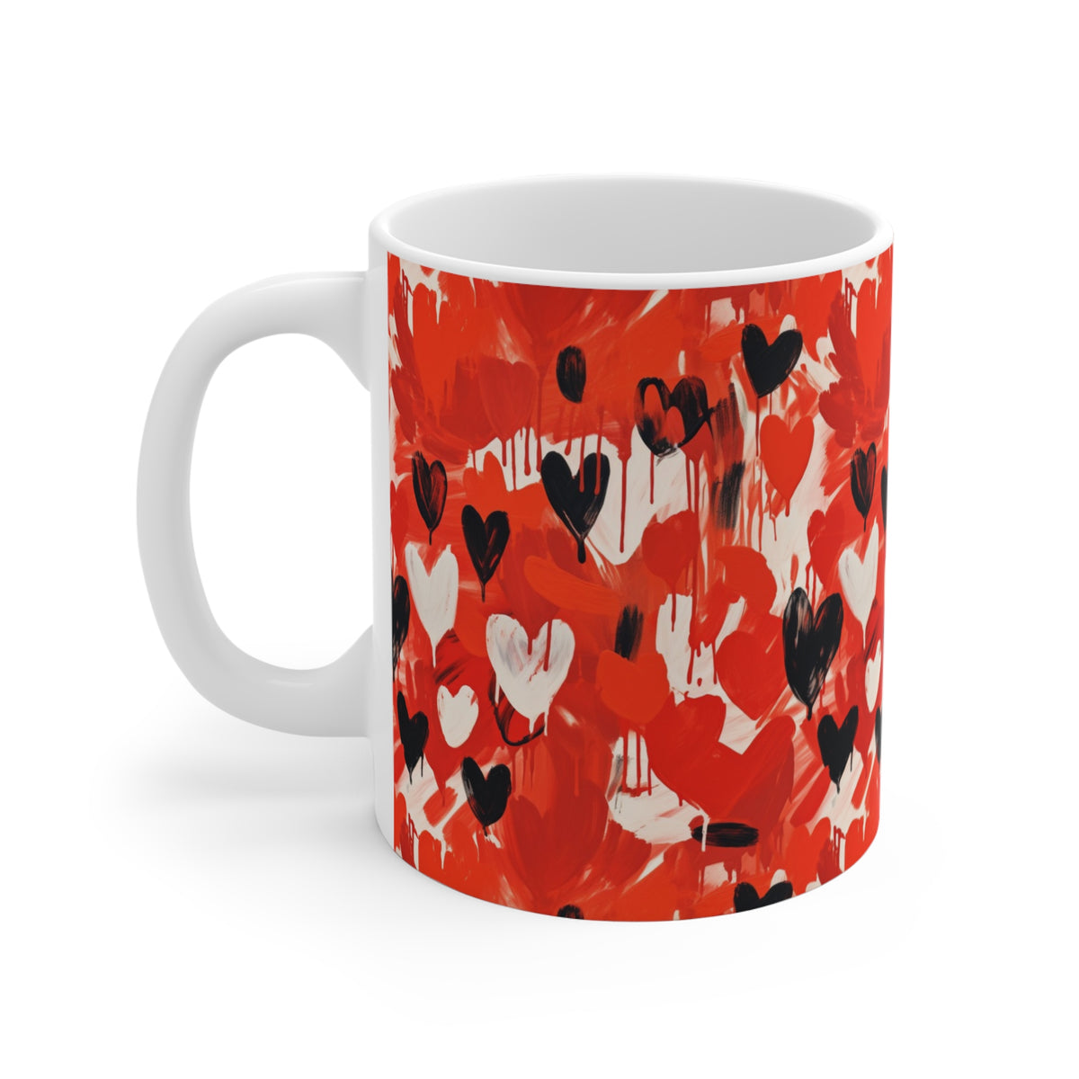 Colorful Heart Design Coffee Mug - Endless Love Pattern Ceramic Cup 355