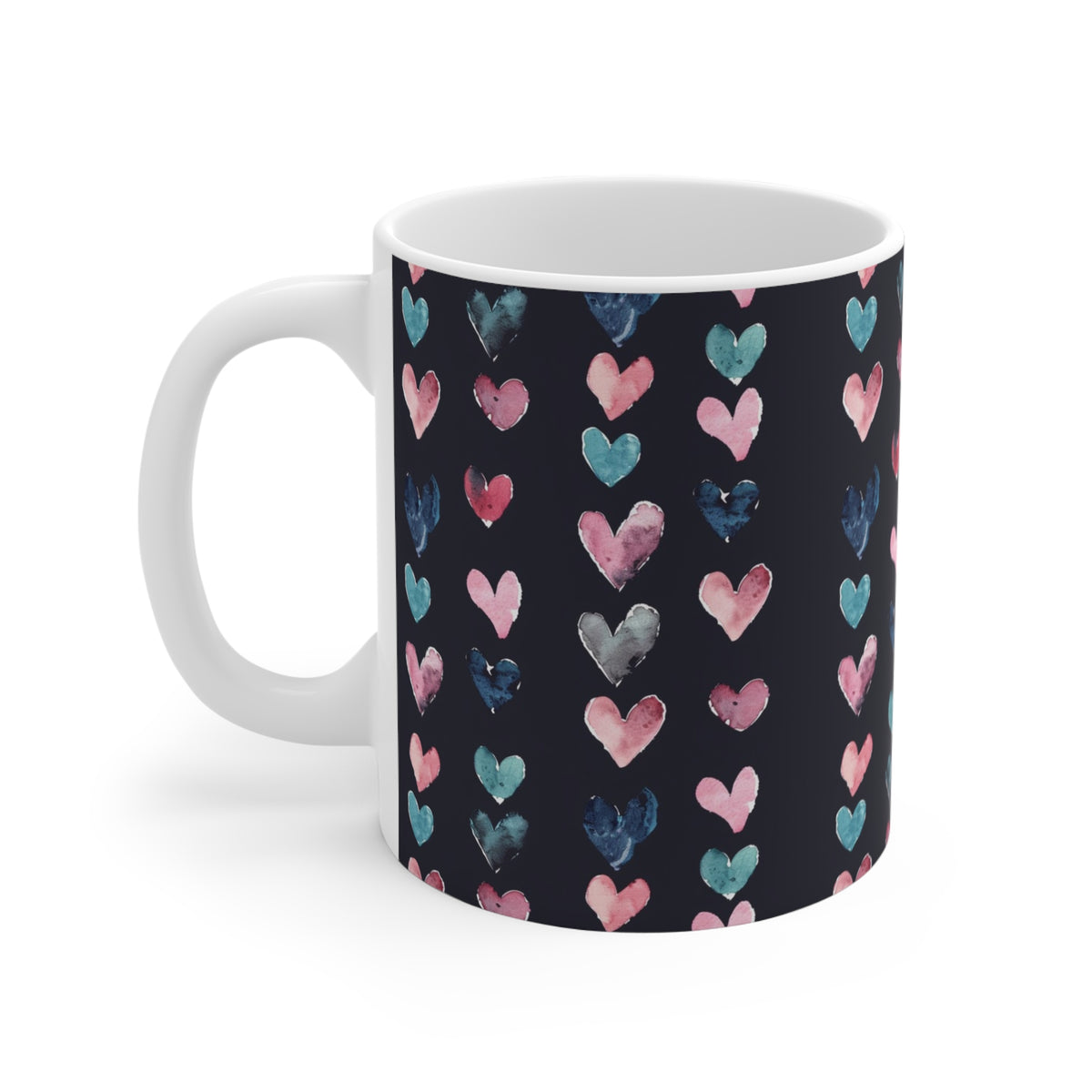 Colorful Heart Design Coffee Mug - Endless Love Pattern Ceramic Cup 710