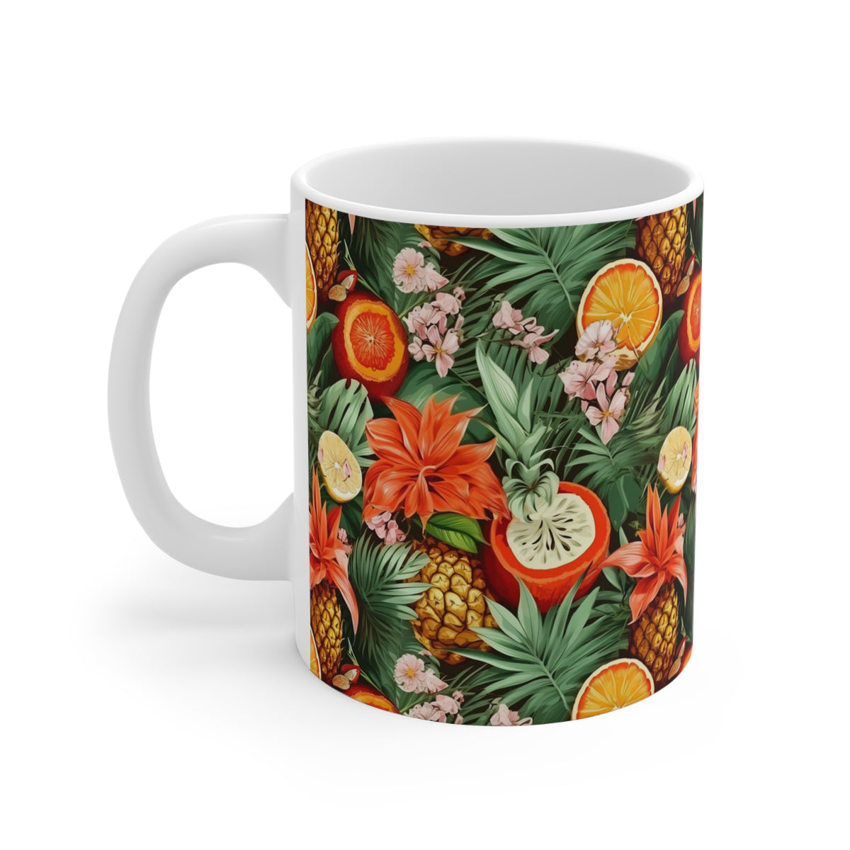 Vibrant Infinite Fruit Pattern Coffee Mug - Unique Ceramic Drinkware 932