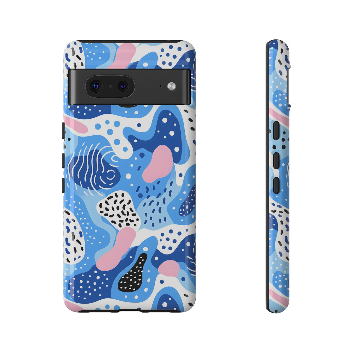 Abstract Baby Blue Memphis Design Phone Case – Sleek and Contemporary Artistry