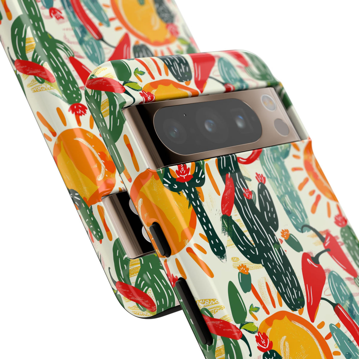 Cactuses, Peppers & Sun Pattern Phone Case – Vibrant Summer Design for Stylish Protection 2