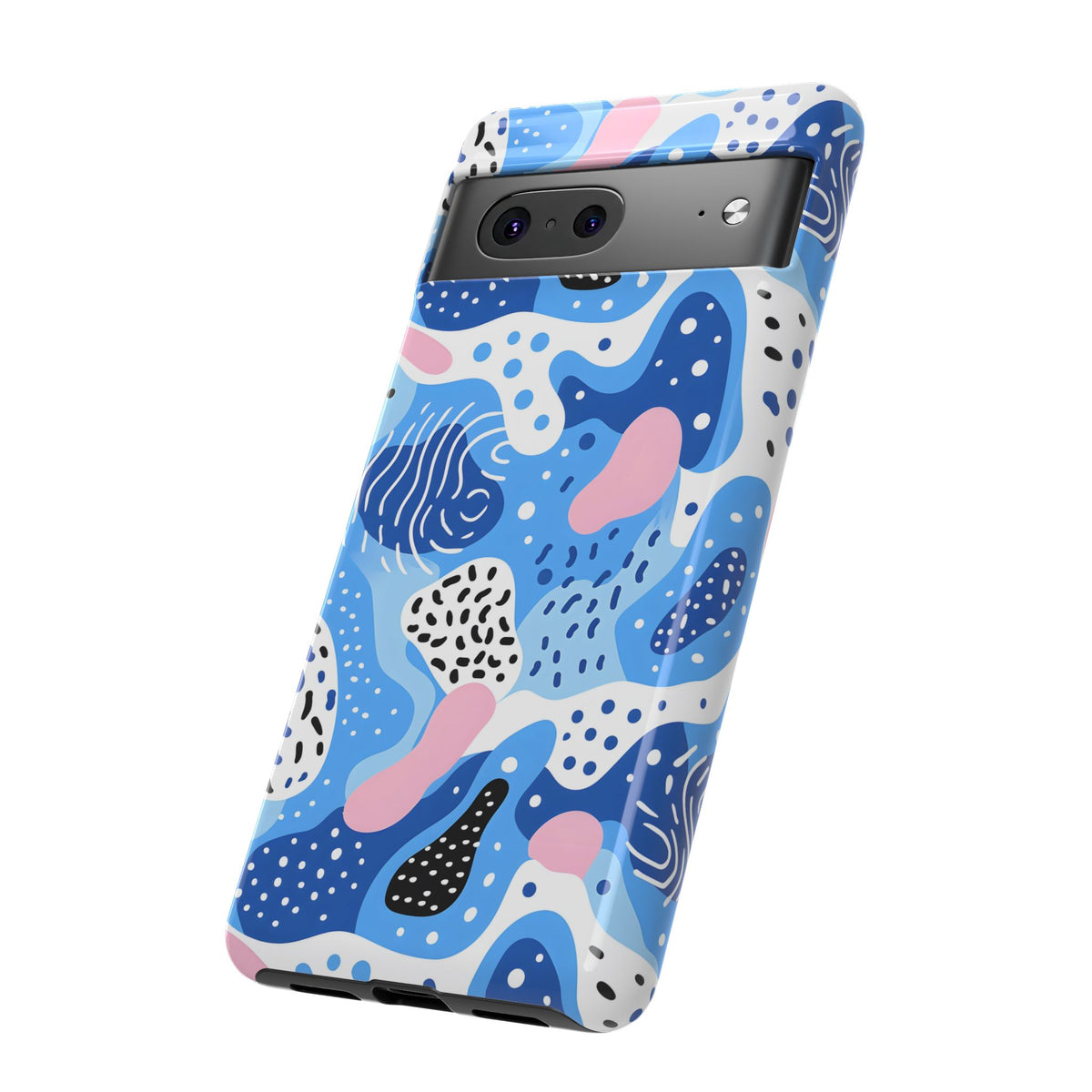 Abstract Baby Blue Memphis Design Phone Case – Sleek and Contemporary Artistry