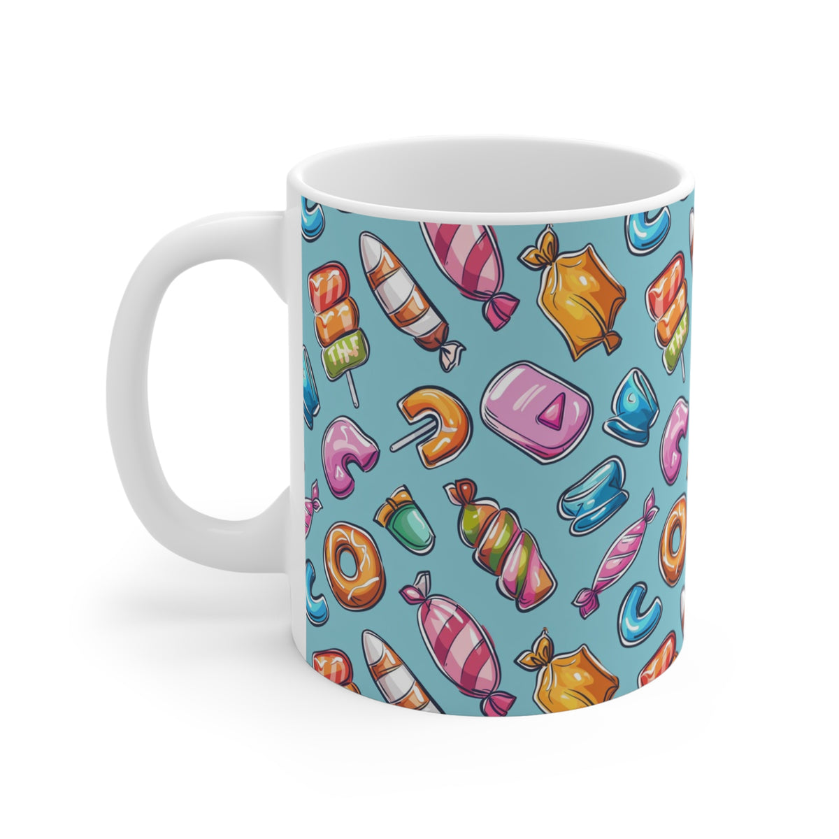 Colorful All-Over Candy Theme Coffee Mug Fun Ceramic Drinkware 288