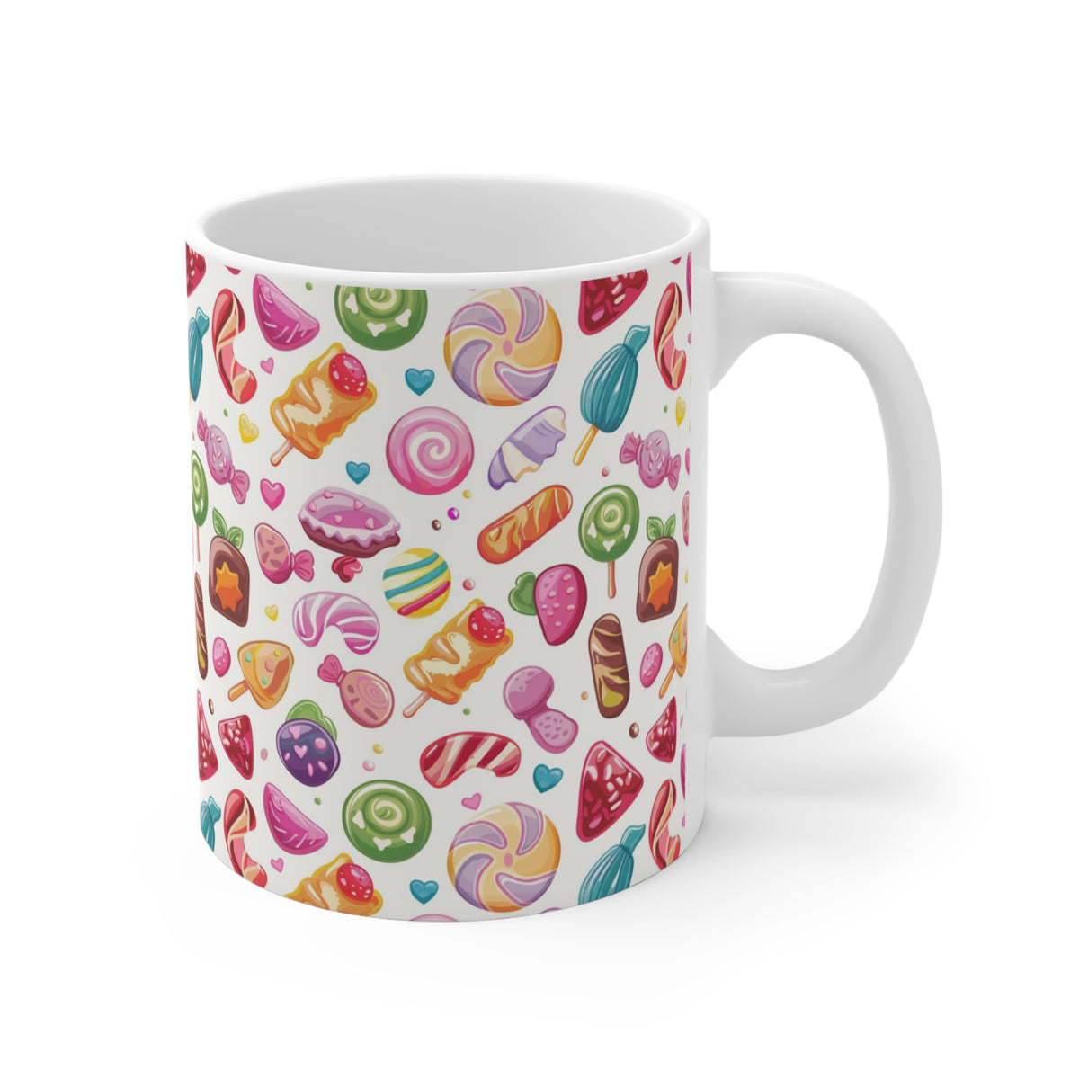 Colorful All-Over Candy Theme Coffee Mug Fun Ceramic Drinkware 321