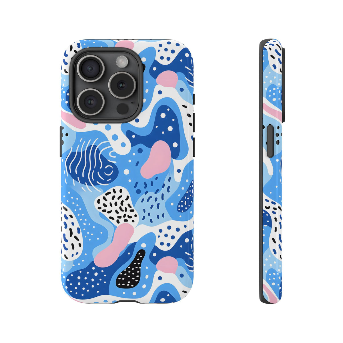 Abstract Baby Blue Memphis Design Phone Case – Sleek and Contemporary Artistry