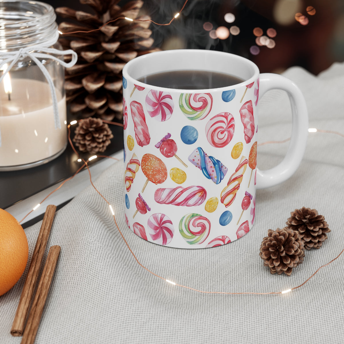 Colorful All-Over Candy Theme Coffee Mug Fun Ceramic Drinkware 280