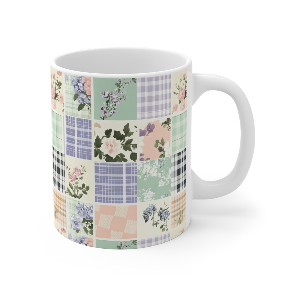 Farmhouse Patchwork Pastel Pattern Coffee Cup  (4)