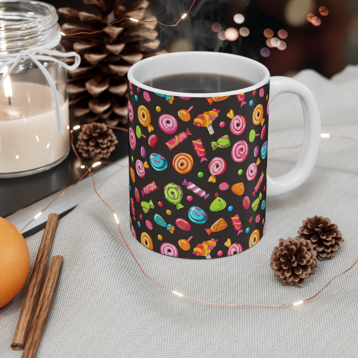 Colorful All-Over Candy Theme Coffee Mug Fun Ceramic Drinkware 027