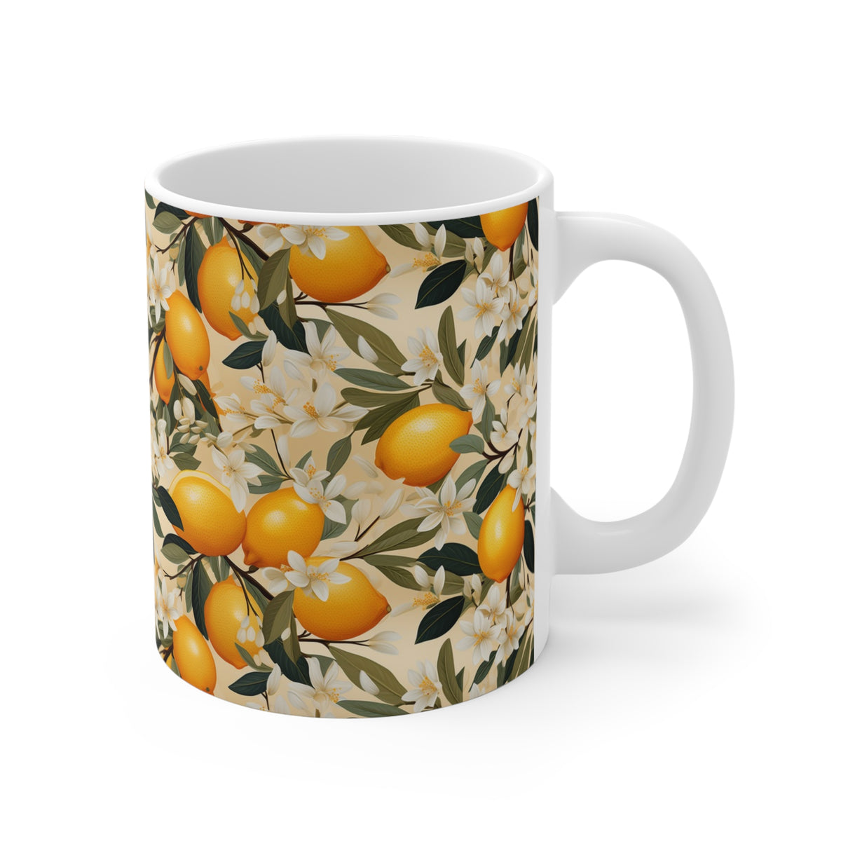 Vibrant Infinite Fruit Pattern Coffee Mug - Unique Ceramic Drinkware 839