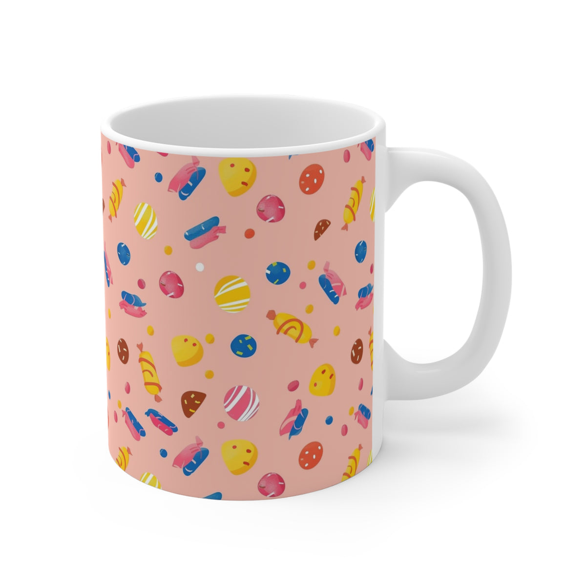 Colorful All-Over Candy Theme Coffee Mug Fun Ceramic Drinkware 275