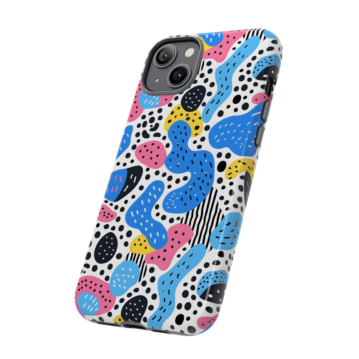 Abstract Baby Blue Memphis Design Phone Case – Sleek and Contemporary Artistry 2