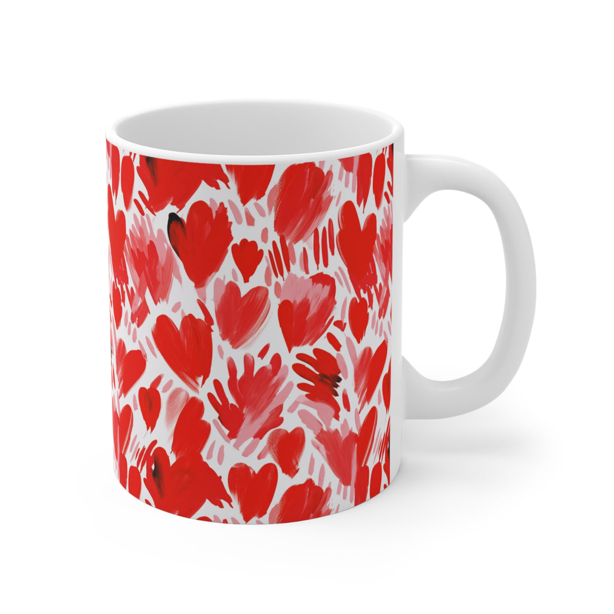 Colorful Heart Design Coffee Mug - Endless Love Pattern Ceramic Cup 937