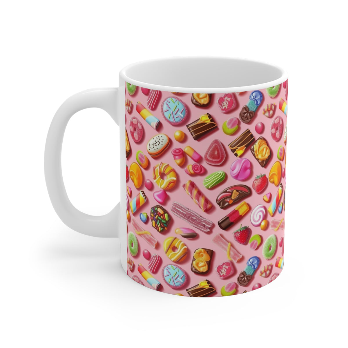 Colorful All-Over Candy Theme Coffee Mug Fun Ceramic Drinkware 416