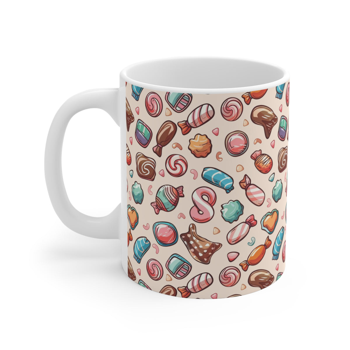 Colorful All-Over Candy Theme Coffee Mug Fun Ceramic Drinkware 075