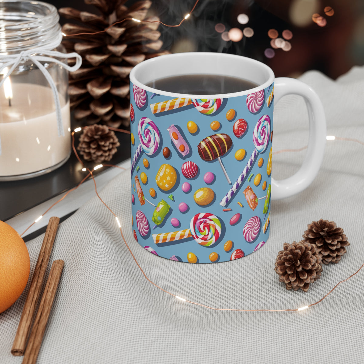 Colorful All-Over Candy Theme Coffee Mug Fun Ceramic Drinkware 439