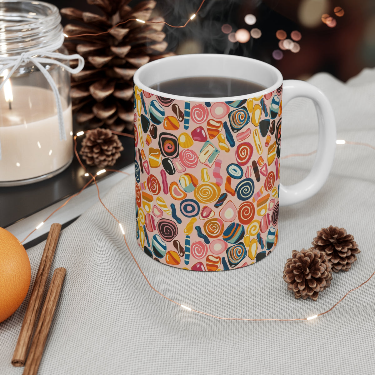 Colorful All-Over Candy Theme Coffee Mug Fun Ceramic Drinkware 406