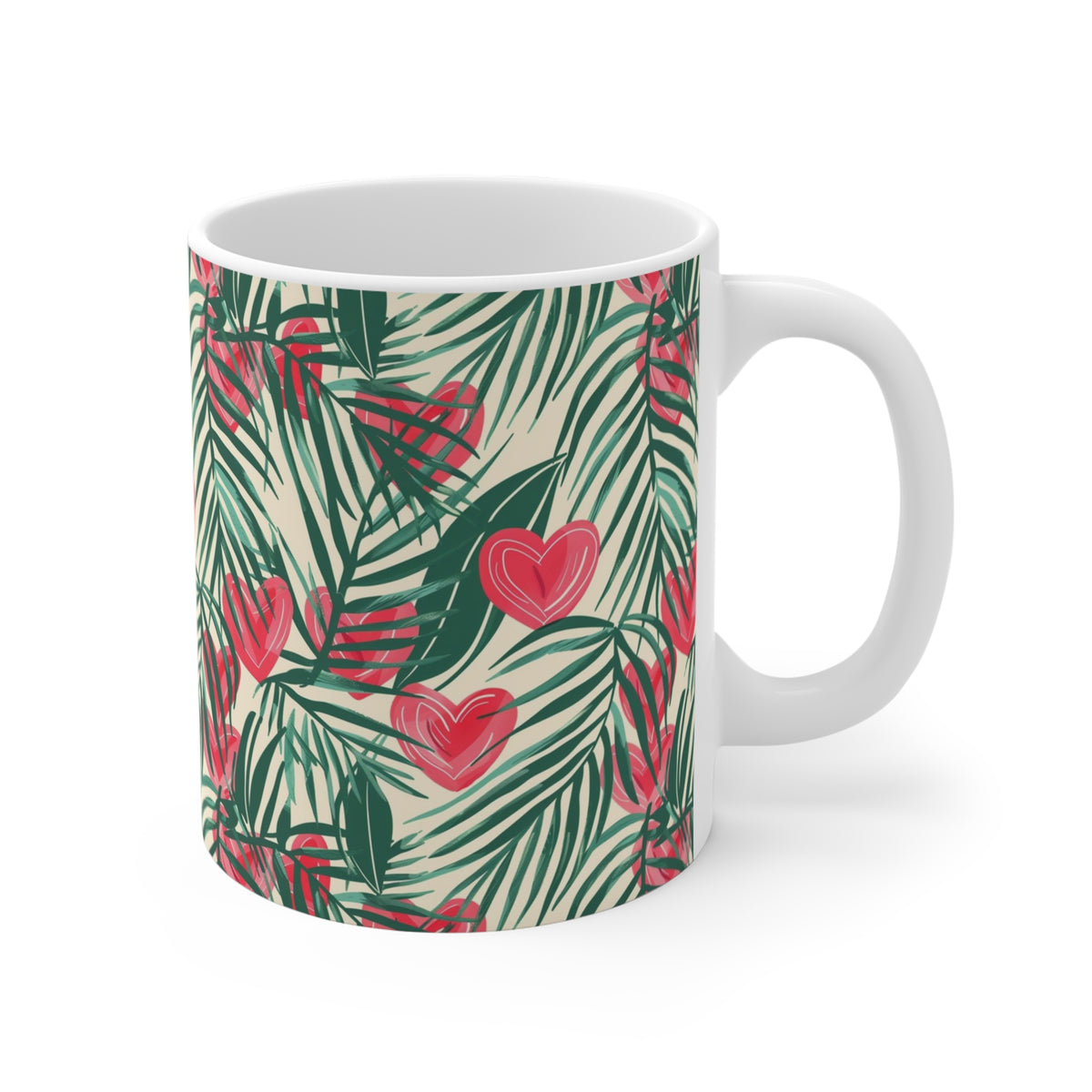 Colorful Heart Design Coffee Mug - Endless Love Pattern Ceramic Cup 161