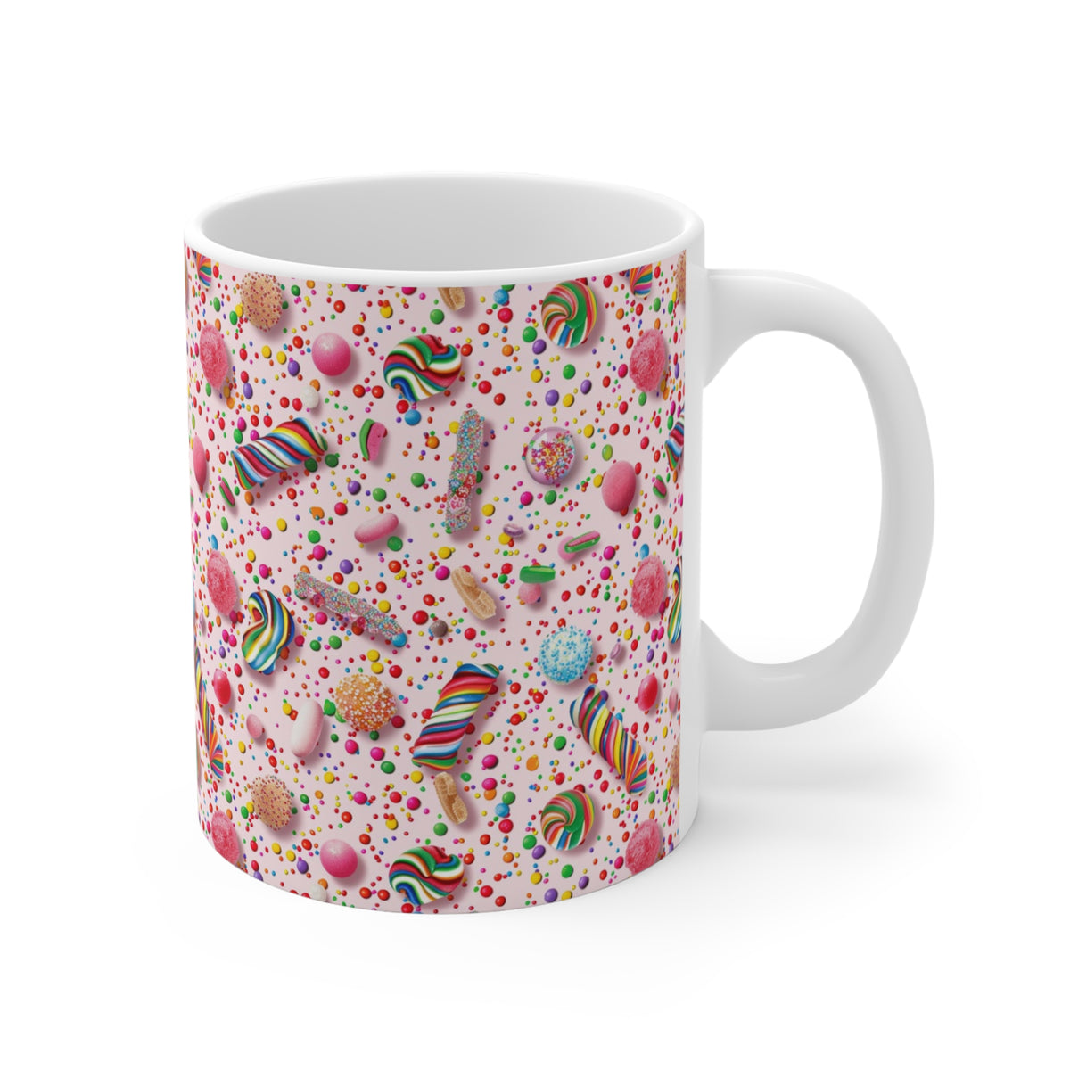 Colorful All-Over Candy Theme Coffee Mug Fun Ceramic Drinkware 489