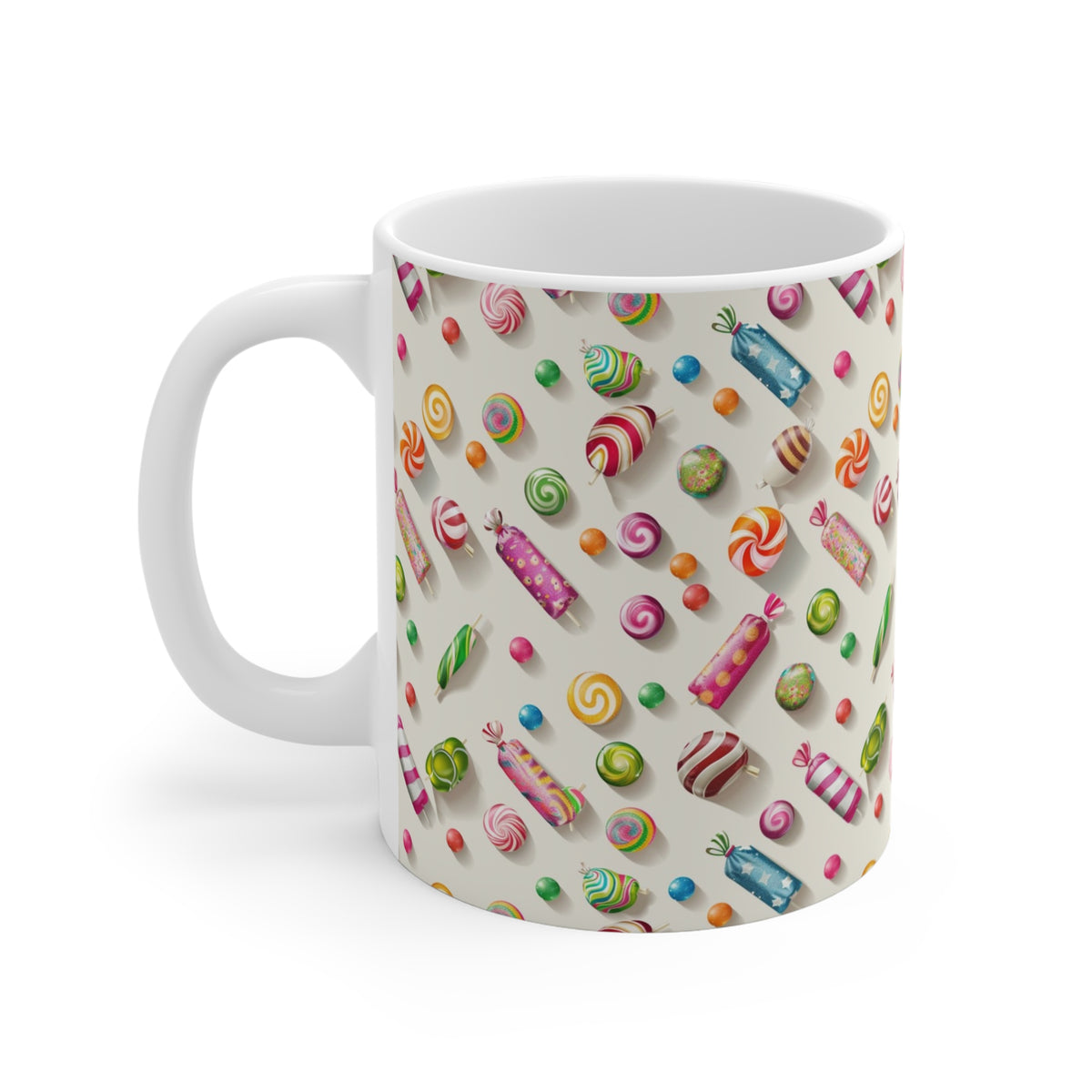 Colorful All-Over Candy Theme Coffee Mug Fun Ceramic Drinkware 421