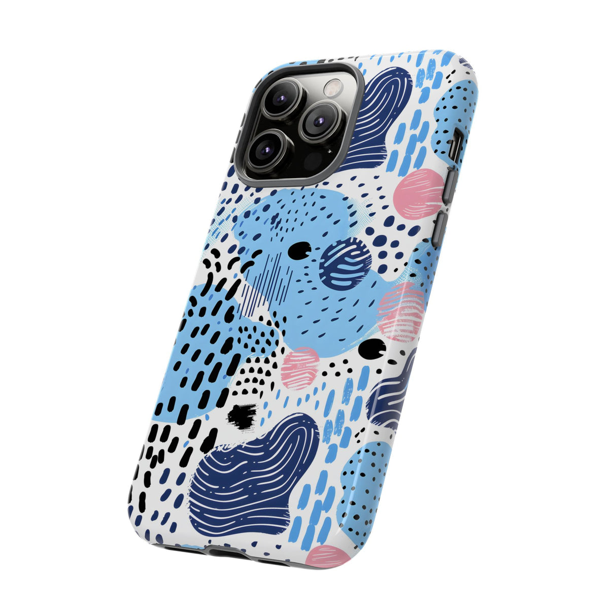 Abstract Baby Blue Memphis Design Phone Case – Sleek and Contemporary Artistry 3