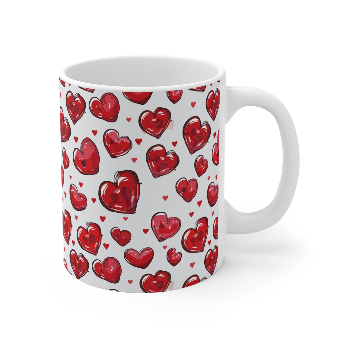 Colorful Heart Design Coffee Mug - Endless Love Pattern Ceramic Cup 777