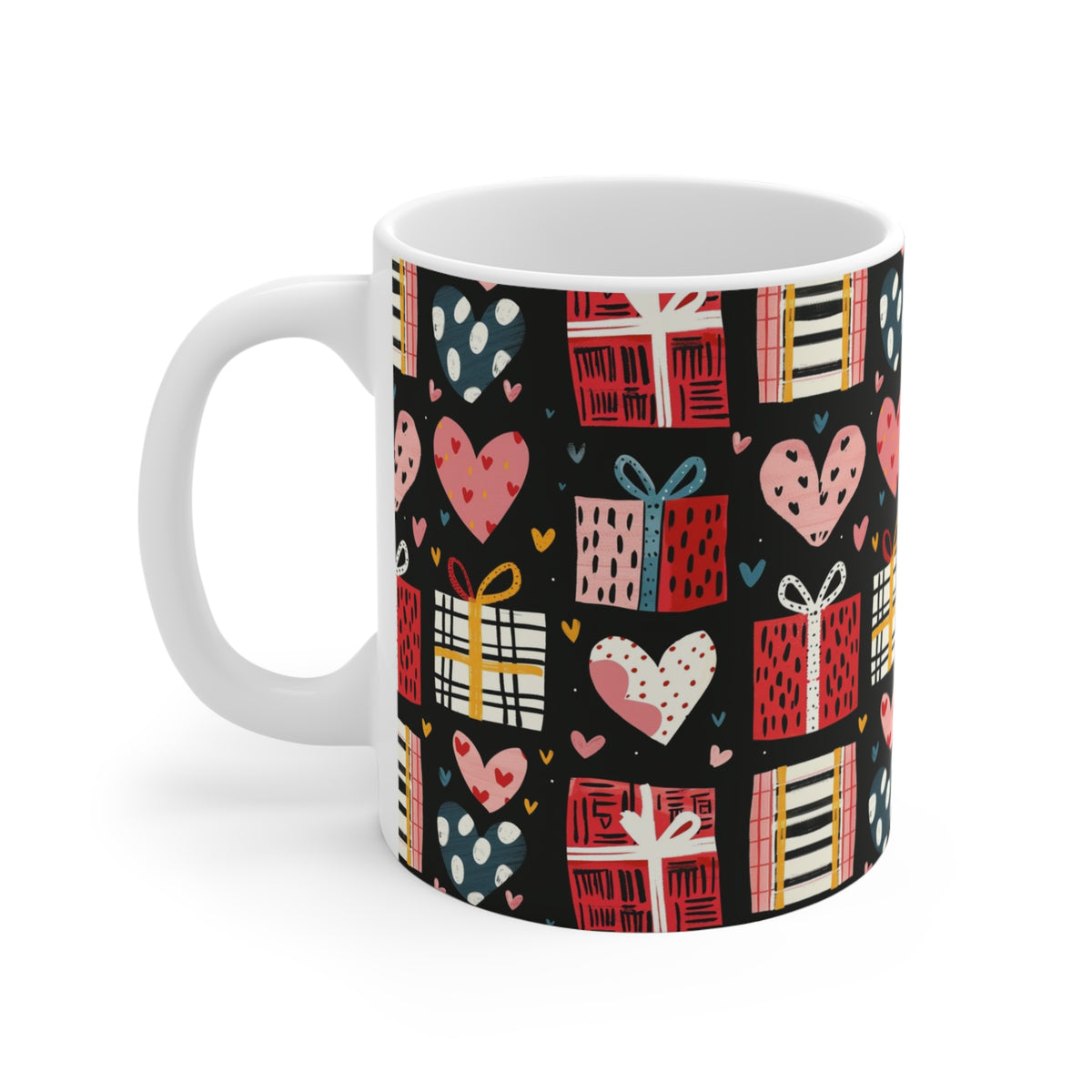 Colorful Heart Design Coffee Mug - Endless Love Pattern Ceramic Cup 466