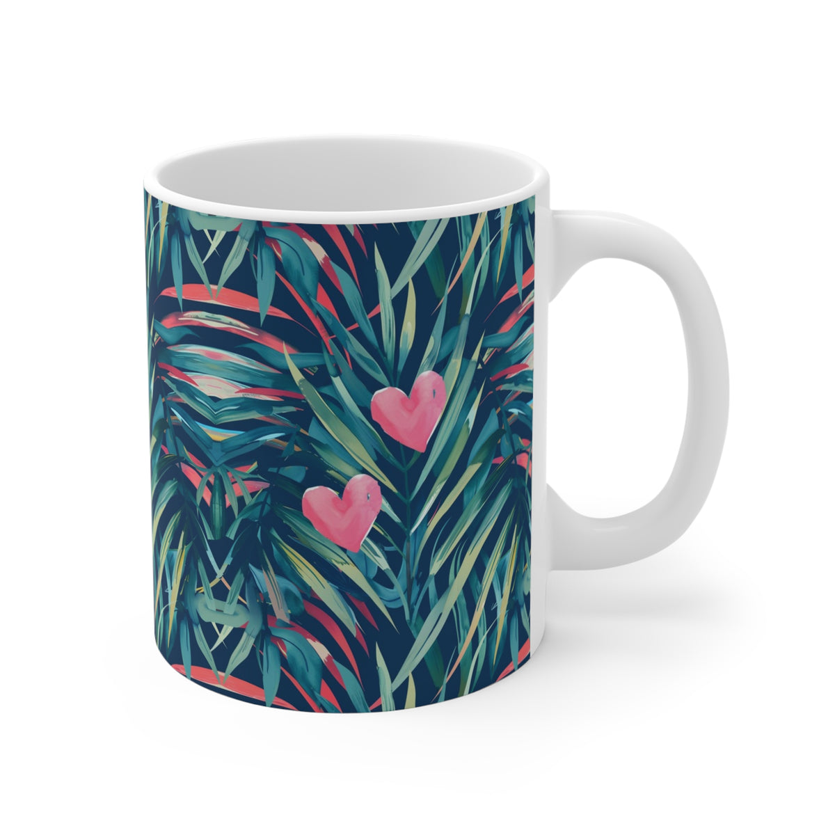 Colorful Heart Design Coffee Mug - Endless Love Pattern Ceramic Cup 890