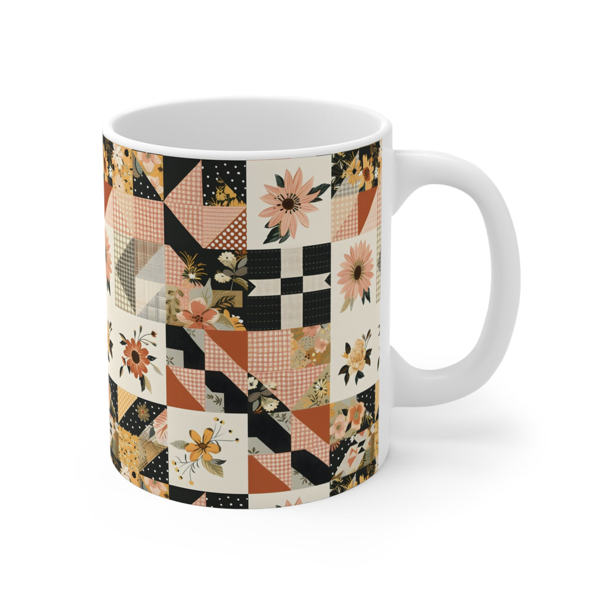 Farmhouse Patchwork Pastel Quilt Pattern Coffee Cup  (5)