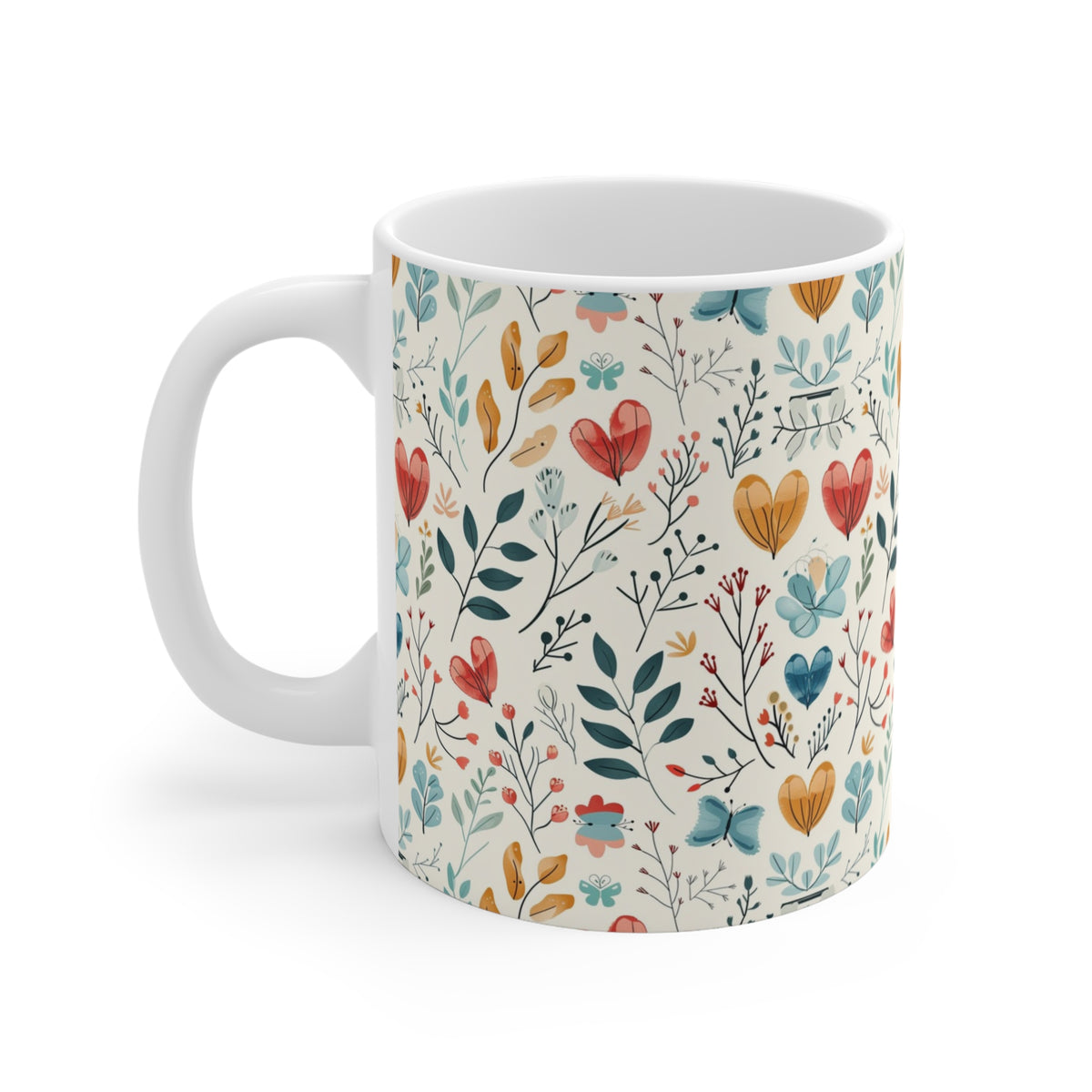Colorful Heart Design Coffee Mug - Endless Love Pattern Ceramic Cup 351