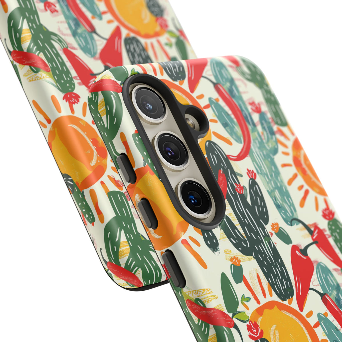 Cactuses, Peppers & Sun Pattern Phone Case – Vibrant Summer Design for Stylish Protection 2