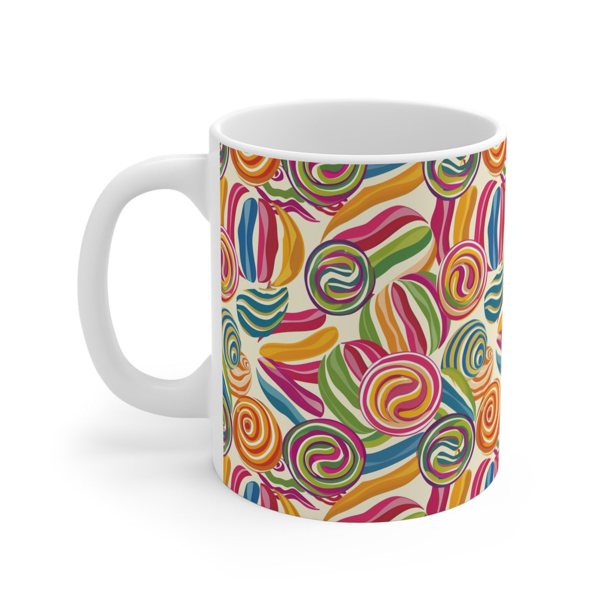 Colorful All-Over Candy Theme Coffee Mug Fun Ceramic Drinkware 236