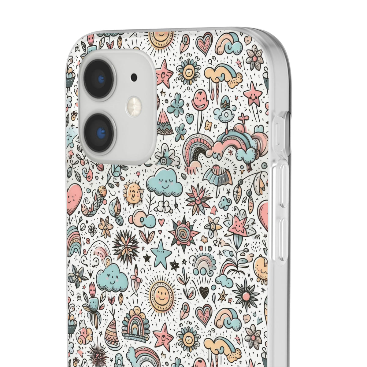 Pastel Doodle Pattern Phone Case – A Playful Touch of Elegance