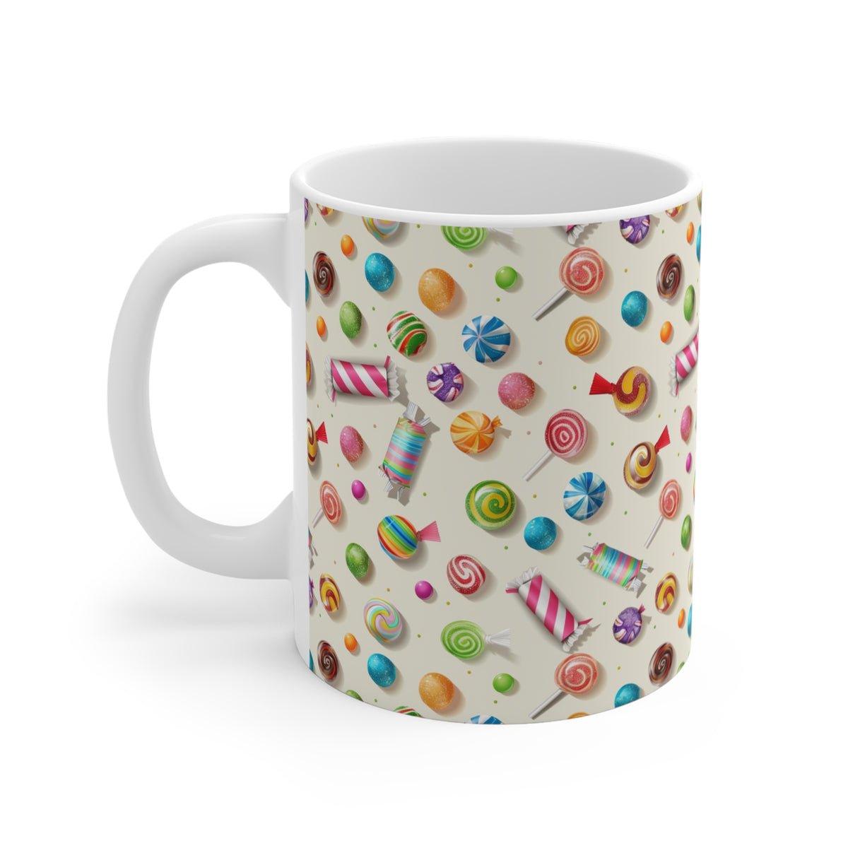 Colorful All-Over Candy Theme Coffee Mug Fun Ceramic Drinkware 201