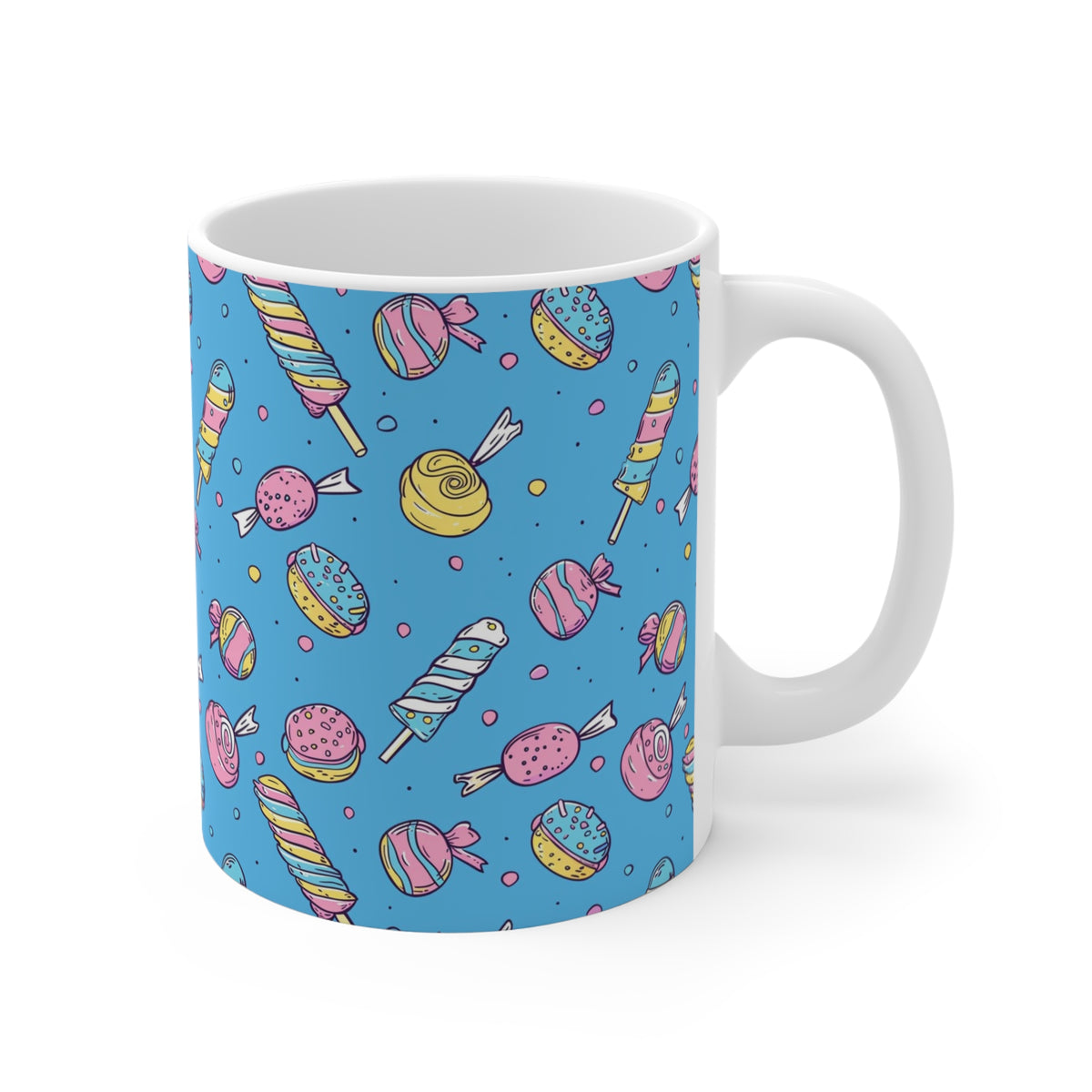 Colorful All-Over Candy Theme Coffee Mug Fun Ceramic Drinkware 156