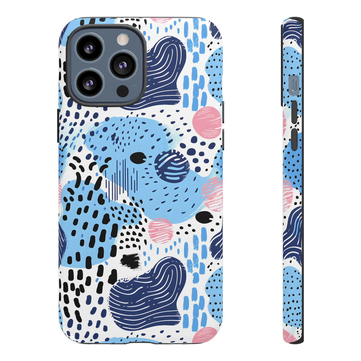 Abstract Baby Blue Memphis Design Phone Case – Sleek and Contemporary Artistry 3