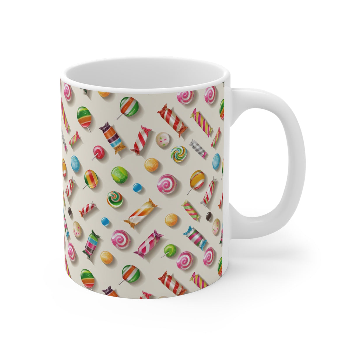 Colorful All-Over Candy Theme Coffee Mug Fun Ceramic Drinkware 419