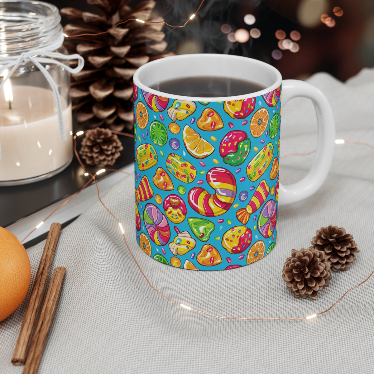 Colorful All-Over Candy Theme Coffee Mug Fun Ceramic Drinkware 283