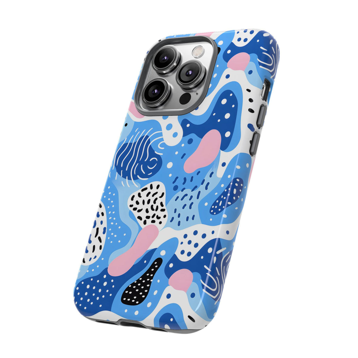 Abstract Baby Blue Memphis Design Phone Case – Sleek and Contemporary Artistry