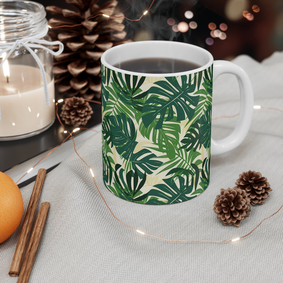Endless Forest Pattern Coffee Mug - Nature-Inspired Ceramic Drinkware 091