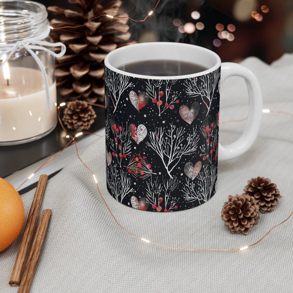 Colorful Heart Design Coffee Mug - Endless Love Pattern Ceramic Cup 658