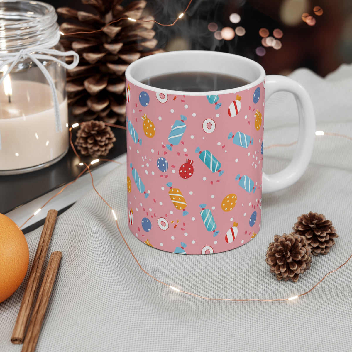 Colorful All-Over Candy Theme Coffee Mug Fun Ceramic Drinkware 241