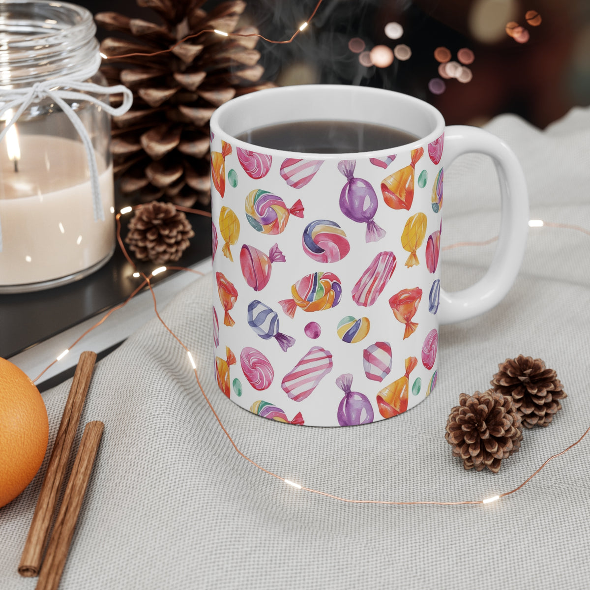 Colorful All-Over Candy Theme Coffee Mug Fun Ceramic Drinkware 158