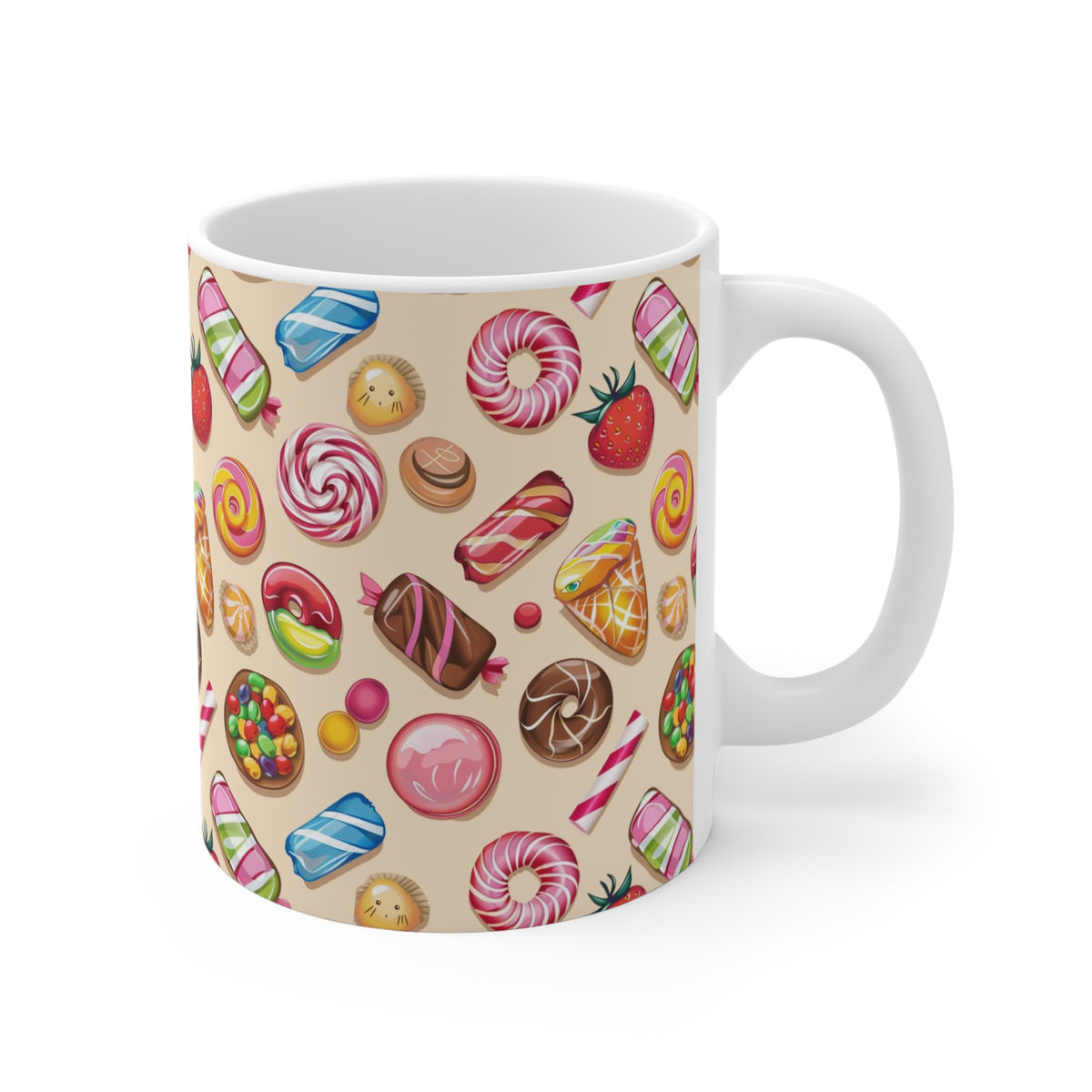 Colorful All-Over Candy Theme Coffee Mug Fun Ceramic Drinkware 498