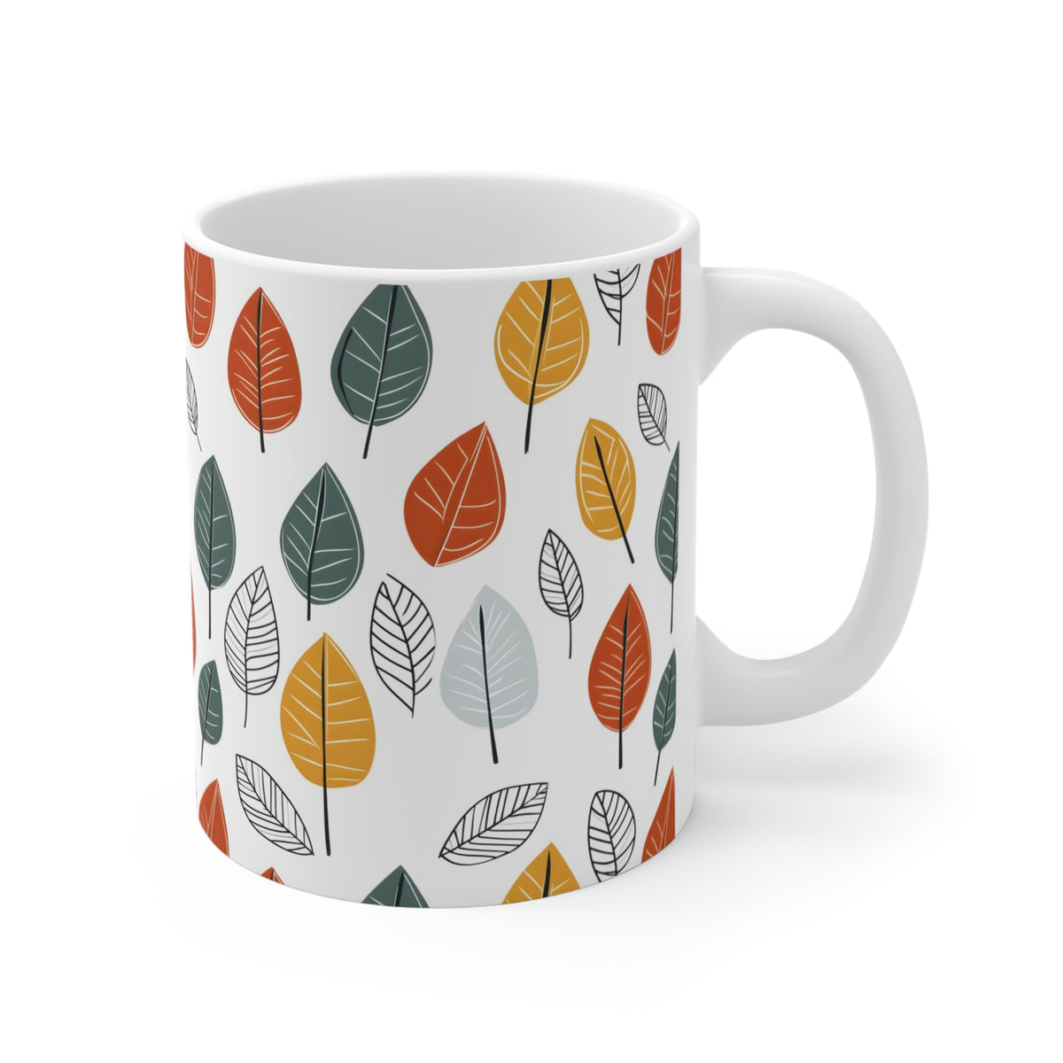 Botanical Foliage Autumn Leaf Pattern Coffee Cup  (3)